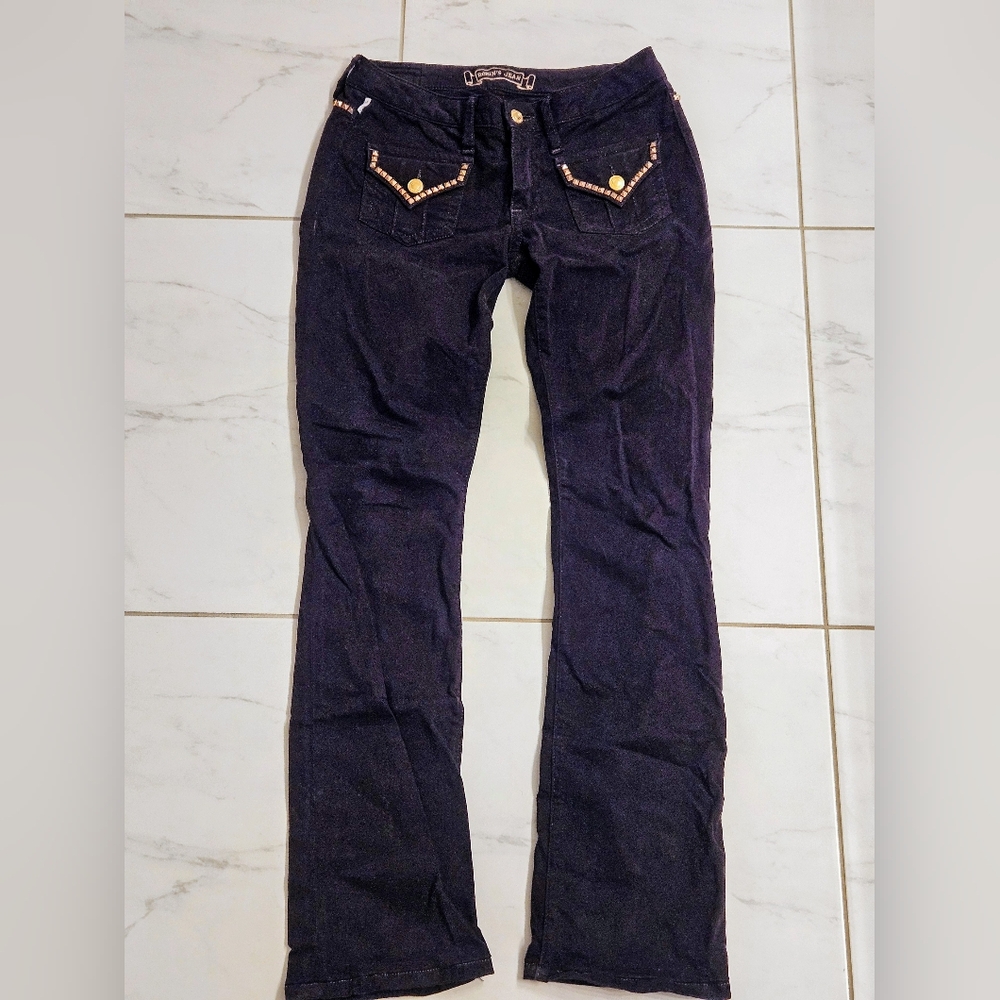 Robin's Jean Black and Gold Boot Cut Jeans